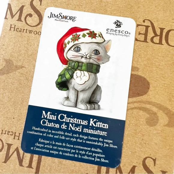 Jim Shore Carved Figurine Mini Christmas Kitten 2009 Enesco Collectible New Box - Picture 3 of 8